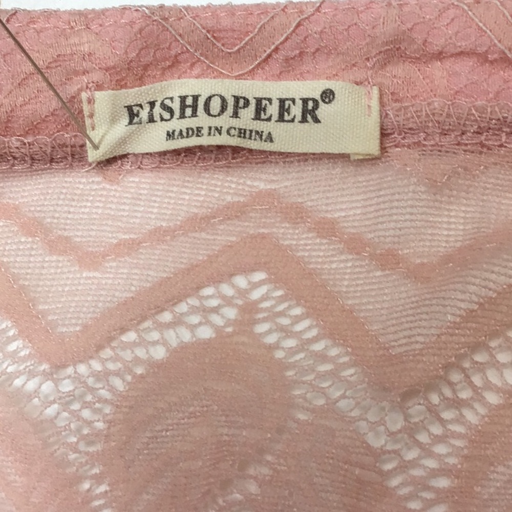 🏝️ Eishopeer Swim Coverup Light Pink Sheer Lace Sz. Small - Picture 2 of 8